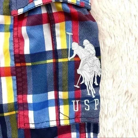U.S. Polo Plaid Large Side Pocket Mens Swim Trunk Shorts Size M - Picture 4 of 10